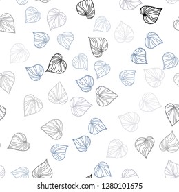 Light Purple vector seamless doodle backdrop with leaves. Doodle illustration of leaves in Origami style with gradient. Design for textile, fabric, wallpapers.