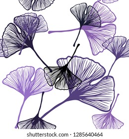 Light Purple vector seamless doodle texture with leaves. Creative illustration in blurred style with leaves. Texture for window blinds, curtains.