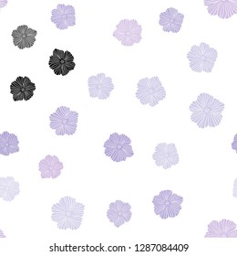 Light Purple vector seamless doodle background with flowers. Colorful illustration in doodle style with flowers. Design for wallpaper, fabric makers.