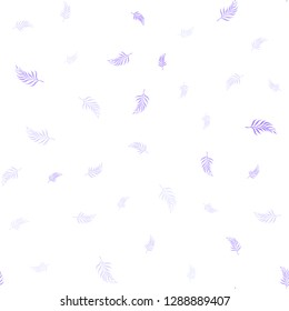 Light Purple vector seamless doodle background with leaves. Glitter abstract illustration with doodles and leaves. Design for textile, fabric, wallpapers.