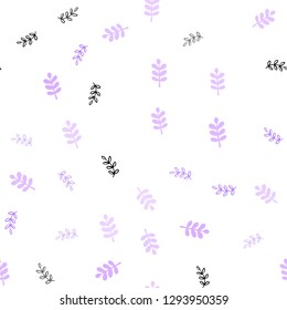 Light Purple vector seamless doodle background with leaves. New colorful illustration in doodle style with leaves. Design for textile, fabric, wallpapers.