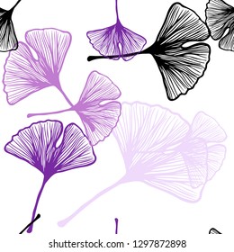 Light Purple vector seamless doodle background with leaves. Sketchy doodles with leaves on blurred background. Pattern for design of fabric, wallpapers.