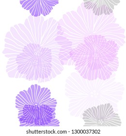 Light Purple vector seamless doodle pattern with flowers. Doodle illustration of flowers in Origami style. Pattern for design of fabric, wallpapers.