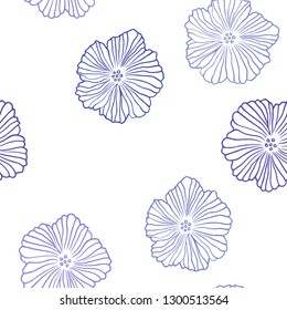 Light Purple vector seamless doodle texture with flowers. Colorful illustration in doodle style with flowers. Texture for window blinds, curtains.