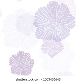 Light Purple vector seamless doodle template with flowers. An elegant bright illustration with flowers. Texture for window blinds, curtains.