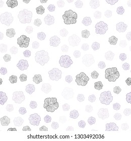 Light Purple vector seamless doodle texture with flowers. Shining colored illustration with flowers. Texture for window blinds, curtains.