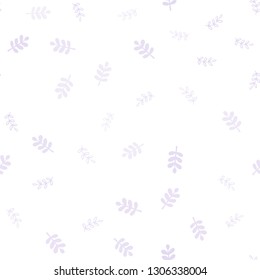 Light Purple vector seamless doodle background with leaves. Sketchy doodles with leaves on blurred background. Template for business cards, websites.