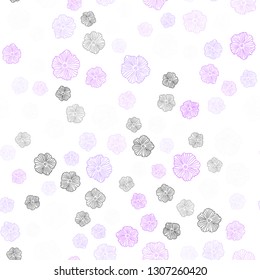 Light Purple vector seamless doodle pattern with flowers. Flowers in natural style on white background. Design for wallpaper, fabric makers.