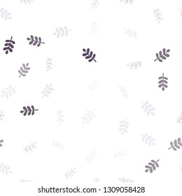Light Purple vector seamless doodle background with leaves. Shining colored illustration with leaves in doodle style. Pattern for trendy fabric, wallpapers.