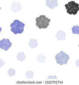 Light Purple vector seamless doodle texture with flowers. Doodle illustration of flowers in Origami style. Template for business cards, websites.