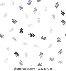 Light Purple vector seamless doodle pattern with leaves. Brand new colored illustration in blurry style with leaves. Pattern for design of fabric, wallpapers.