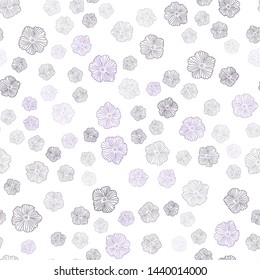 Light Purple vector seamless doodle texture with flowers. Brand new colored illustration with flowers. Design for wallpaper, fabric makers.