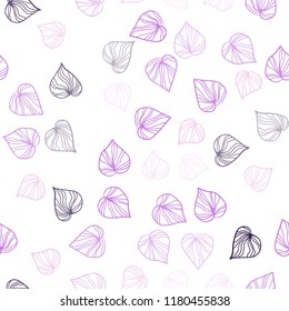 Light Purple vector seamless elegant wallpaper with leaves. leaves on blurred abstract background with gradient. Design for textile, fabric, wallpapers.