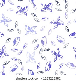 Light Purple vector seamless elegant background with leaves. Blurred decorative design in Indian style with leaves. Design for textile, fabric, wallpapers.