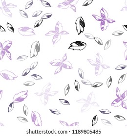 Light Purple vector seamless elegant template with leaves. Decorative illustration with doodles on abstract template. Pattern for design of fabric, wallpapers.