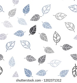 Light Purple vector seamless elegant wallpaper with leaves. Sketchy doodles with leaves on blurred background. Design for textile, fabric, wallpapers.
