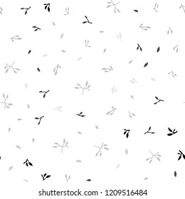 Light Purple vector seamless elegant background with leaves. Colorful illustration in doodle style with leaves. Design for textile, fabric, wallpapers.