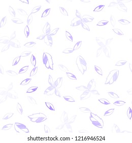 Light Purple vector seamless elegant pattern with leaves. Modern geometrical abstract illustration with leaves. Pattern for design of window blinds, curtains.