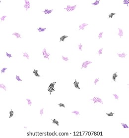 Light Purple vector seamless elegant pattern with leaves. Blurred decorative design in Indian style with leaves. Pattern for design of fabric, wallpapers.