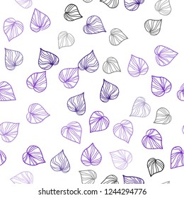 Light Purple vector seamless elegant wallpaper with leaves. Creative illustration in blurred style with leaves. Design for textile, fabric, wallpapers.