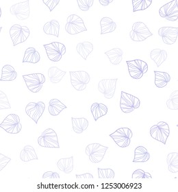 Light Purple vector seamless elegant wallpaper with leaves. leaves on blurred abstract background with gradient. Template for business cards, websites.