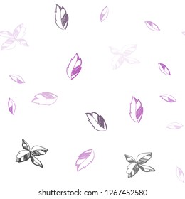 Light Purple vector seamless elegant wallpaper with leaves. leaves on elegant natural pattern with gradient. Pattern for design of window blinds, curtains.