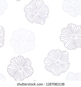 Light Purple vector seamless elegant background with flowers. Colorful illustration in doodle style with flowers. Texture for window blinds, curtains.