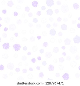 Light Purple vector seamless elegant background with leaves, flowers. Leaves and flowers with gradient on white background. Pattern for trendy fabric, wallpapers.