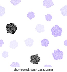 Light Purple vector seamless elegant wallpaper with flowers. Colorful illustration in doodle style with flowers. Pattern for design of fabric, wallpapers.