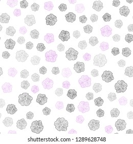 Light Purple vector seamless elegant template with flowers. Illustration with colorful abstract doodle flowers. Design for textile, fabric, wallpapers.