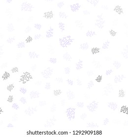 Light Purple vector seamless elegant template with leaves, branches. Shining colored illustration with leaves and branches. Trendy design for wallpaper, fabric makers.