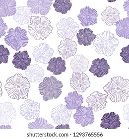 Light Purple vector seamless elegant template with flowers. Illustration with colorful abstract doodle flowers. Design for wallpaper, fabric makers.