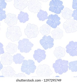 Light Purple vector seamless elegant wallpaper with flowers. Illustration with colorful abstract doodle flowers. Pattern for trendy fabric, wallpapers.
