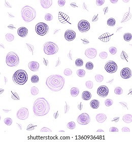 Light Purple vector seamless elegant pattern with leaves and flowers. Modern abstract illustration with leaves and flowers. Design for wallpaper, fabric makers.