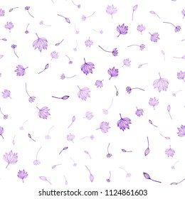 Light Purple vector seamless hand painted backdrop. Colorful abstract illustration with leaves in doodle style. A new texture for your design.