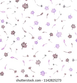Light Purple vector seamless hand painted pattern. leaves on elegant natural pattern with gradient. Pattern for heads of websites and designs.