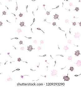 Light Purple vector seamless hand painted pattern. New colorful illustration in doodle style with leaves. Hand painted design for web, leaflet, textile.