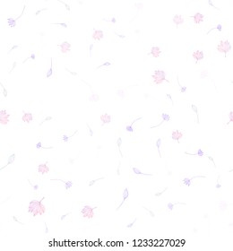 Light Purple vector seamless hand painted texture. Sketchy doodles with leaves on white background. Brand new style for your business design.