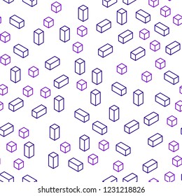 Light Purple vector seamless, isometric pattern in square style. Glitter abstract illustration with rectangular shapes. Design for wallpaper, fabric makers.