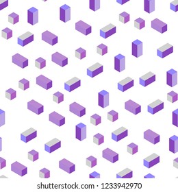 Light Purple vector seamless, isometric pattern in square style. Abstract gradient illustration with rectangles. Texture for window blinds, curtains.