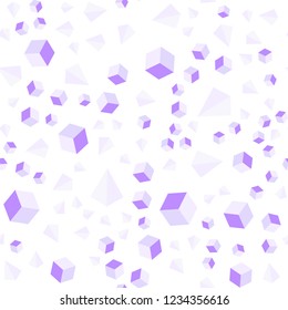 Light Purple vector seamless, isometric cover with triangles, rectangles. Abstract illustration with colorful lines, cubes. Design for wallpaper, fabric makers.