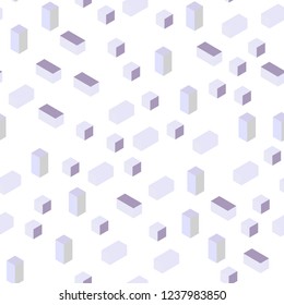 Light Purple vector seamless, isometric pattern in square style. Rectangles on abstract background with colorful gradient. Design for wallpaper, fabric makers.