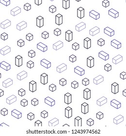 Light Purple vector seamless, isometric backdrop with rhombus. Rectangles on abstract background with colorful gradient. Pattern for trendy fabric, wallpapers.