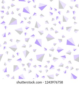Light Purple vector seamless, isometric pattern with polygonal style. Glitter abstract illustration with triangular shapes. Template for business cards, websites.