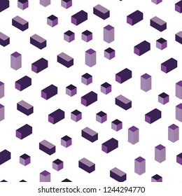 Light Purple vector seamless, isometric texture in rectangular style. Beautiful illustration with rectangles and squares. Design for textile, fabric, wallpapers.