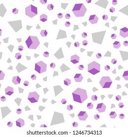 Light Purple vector seamless, isometric background with triangles, cubes. Illustration with colorful triangles, rectangles. Pattern for design of fabric, wallpapers.