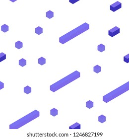 Light Purple vector seamless, isometric pattern in square style. Glitter abstract illustration with rectangular shapes. Design for wallpaper, fabric makers.