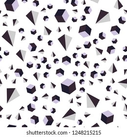 Light Purple vector seamless, isometric texture with poly style with cubes. Illustration with set of colorful triangles, squares. Design for wallpaper, fabric makers.