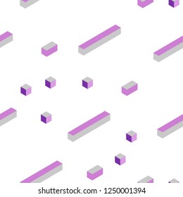 Light Purple vector seamless, isometric texture in rectangular style. Rectangles on abstract background with colorful gradient. Texture for window blinds, curtains.