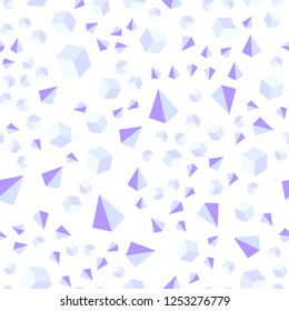 Light Purple vector seamless, isometric template with crystals, squares. Lines, rhombus with colorful gradient. Design for textile, fabric, wallpapers.
